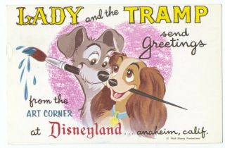 Disneyland Art Corner Anaheim Ca - Lady & The Tramp Dogs - 1956