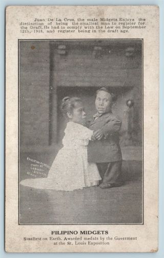 Postcard Filipino Midgets St Louis Exposition Sideshow Midget Dwarf C1919 T7