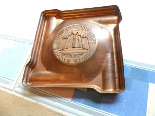 2 1933 Worlds Fair Items - Copper Ashtray & Fort Dearborn Paperweight 3