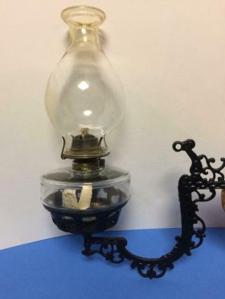 Antique Victorian Cast Iron Wall Bracket Holder P & A Burner Oil Lamp