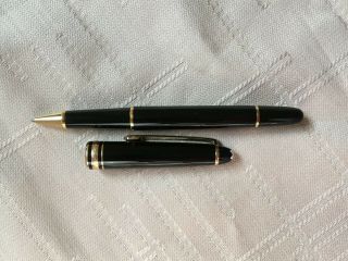 Montblanc Meisteruck Black and Gold Ballpoint Pen 5.  25 inches with cap 2