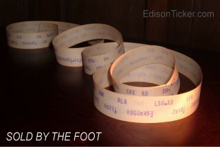 Vintage Stock Ticker Tape By The Foot (12 ") Dow Market Nyse Wall Street Edison