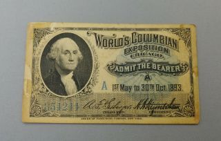 - Set Of 3 - 1893 Chicago World ' s Fair Columbian Exposition Admission Tickets 3