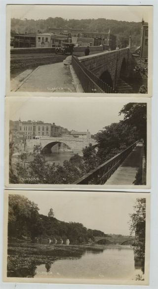 3 1910 Era Elkader Iowa Street Bridge River Real Photo Postcards Rppc