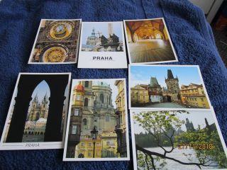 7 Rp Postcards Views Of Prague,  Czech Republic.  Postally