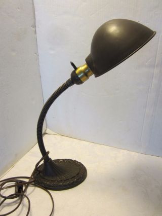 Vintage Industrial Wall Table Goose Neck Lamp Machine Age Art Deco Usa