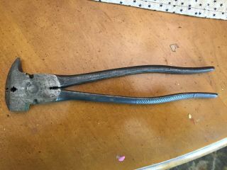 Utica Tools 1932 10 - 1/4 " Fence Cutter Hammer Pliers Vintage Alloy Steel Ny Usa
