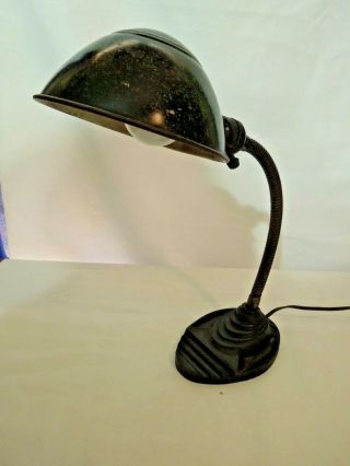 Vintage Gooseneck Desk Lamp With Cast Iron Base Eagle Brand Mid - Century