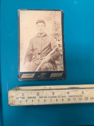 Very Old Civil War Cabinet Card Maybe Post Civil War Clear.  Gun & Sword