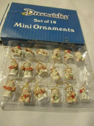 1999 Dreamsicles Christmas Mini Ornaments Set 18 Angels Cast Art 5/8 " Tiny