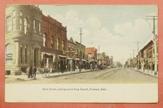 Dr Who 1909 Pc Main Street View Fremont Nebraska Ne Postcard 42605