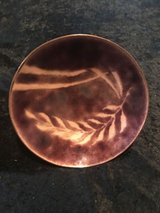 Vintage Enamel Copper Bowl 6 1/2” Mid Century Modern Hand Forged Abstract