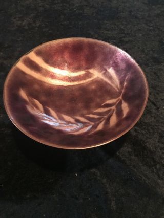Vintage Enamel Copper Bowl 6 1/2” Mid Century Modern Hand Forged Abstract 3