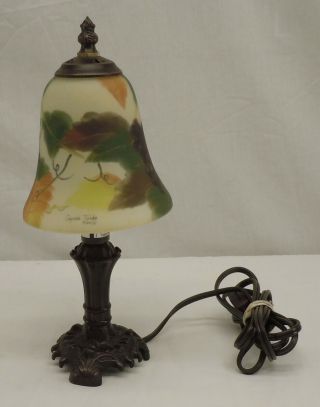 Glynda Turley Reverse Painted Glass Shade 2002 Table Accent Lamp Signed