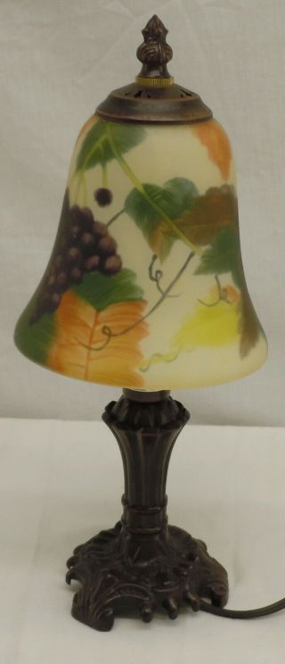 Glynda Turley Reverse Painted Glass Shade 2002 Table Accent Lamp Signed 3