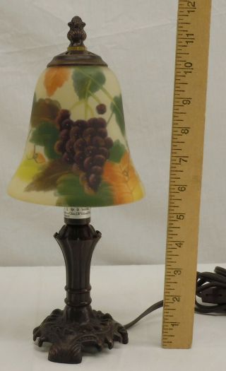 Glynda Turley Reverse Painted Glass Shade 2002 Table Accent Lamp Signed 4