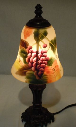 Glynda Turley Reverse Painted Glass Shade 2002 Table Accent Lamp Signed 5
