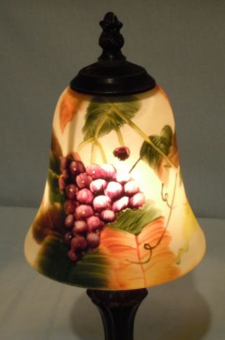 Glynda Turley Reverse Painted Glass Shade 2002 Table Accent Lamp Signed 7