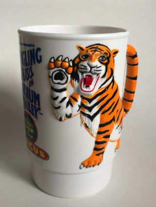 Vintage Ringling Bros Barnum And Bailey Circus 3d Tiger Plastic Mug Cup 1988