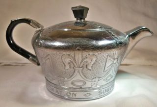 Swan King Edward Viii 1937 Coronation Souvenir Crown Shaped Chromium Tea Pot