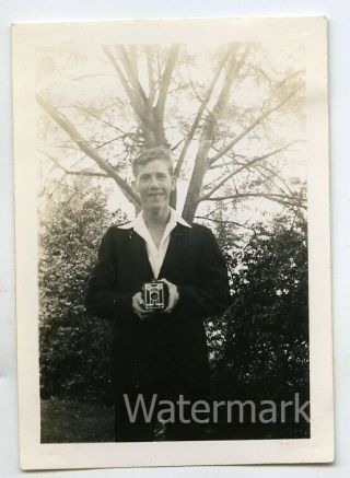 1940s Vintage Snapshot Photo Man With Camera