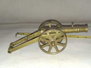 Antique Vintage Large Brass Canon & Wheels 9”