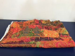 Vintage Filkauf Screen Printed Fabric 100 Linen 1.  25 Yards 45” Wide Preshrunk