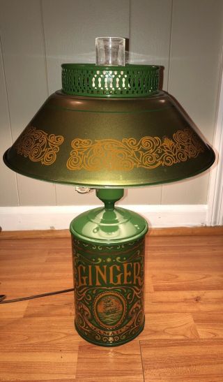 Vintage Rare Mid Century Tole Ware Style Jamaican Ginger Metal Table Lamp