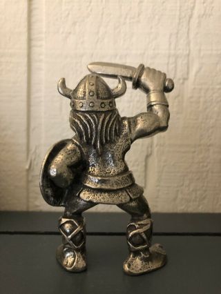 Norwegian Viking Warrior Pewter Figure with Helmet Sword and Shield 4