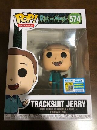 Sdcc 2019 Exclusive Funko Pop Rick And Morty Tracksuit Jerry 574 In Protector