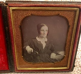 Daguerreotype Of A Pretty Woman In A Black Dress With Book Signed Case