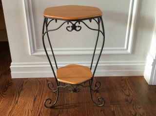 Longaberger Wrought Iron Generations Table Stand & Woodcrafts Shelves