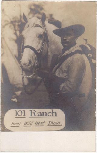 Rare Rppc Real Photo Postcard Joe Miller Of 101 Ranch Wild West Show In Oklahoma