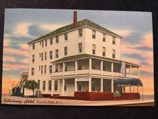 Seaside Park Jersey,  Kittatinny Hotel,  1950 Postmark Vtg Linen Postcard