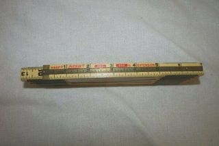 Vintage Lufkin X46f Folding Wood Rule Brass Slide Red End Extension Ruler