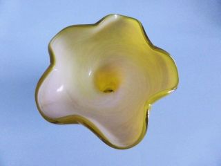 Yellow & White Marbled Art Glass Vase,  Mid Century Decor,  Retro,  1950s,  Mad Men 3