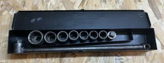 Vintage Snap On Tools Nut Spinner Set Case & (8) Sockets & Breaker Bar