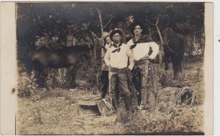 Rppc Real Photo Postcard Native American Indian Cowboys 101 Ranch Performers?