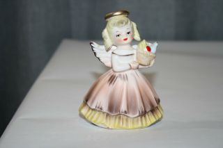 Vintage Inarco August Angel Of The Month Figurine Holding Basket Vegis E - 1187