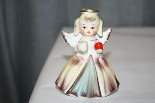 Vintage Inarco September Angel Of The Month Figurine Holding Book Apple E - 1187