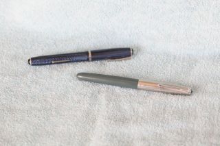 1951 Parker No.  51 Navy Grey Fountain Pen Lustraloy Cap (, Esterbrook)