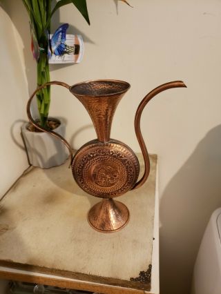 Antique Israel Copper Coffee Tea Pot Kettle