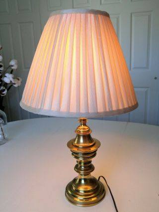 Vintage Mid - Century Stiffel Table Lamp Brass W/ Rep Shade 24 Inch