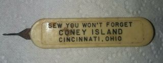 Antique Sew You Wont Forget " Coney Island " Cincinnati,  Ohio Needle Threader