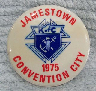 Old 1975 Knights Of Columbus Jamestown Convention City Pinback Button S/h