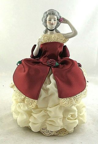 Goebel Germany " Lady Emma Hamilton " Tea Cozy Pincushion Porcelain Half Doll