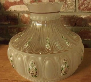 Aladdin Hand Painted Flowers Clear And Satin Glass Shade Ruffle Top Vintage