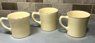 (5) Vintage Tom and Jerry Coffee Cups/ Mugs Cream w Gold Trim Homer Laughlin 5
