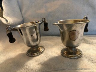 Great Vintage Farberware Chrome Mid - Century? Footed Sugar And Creamer