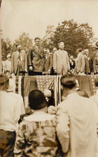 Springfield,  Vt Rppc Charles Lindbergh & Gov.  Hartness On Podium July 20,  1927